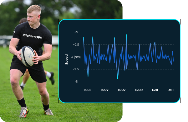 Rugby player wearing a GPS Vest recording their accelerations